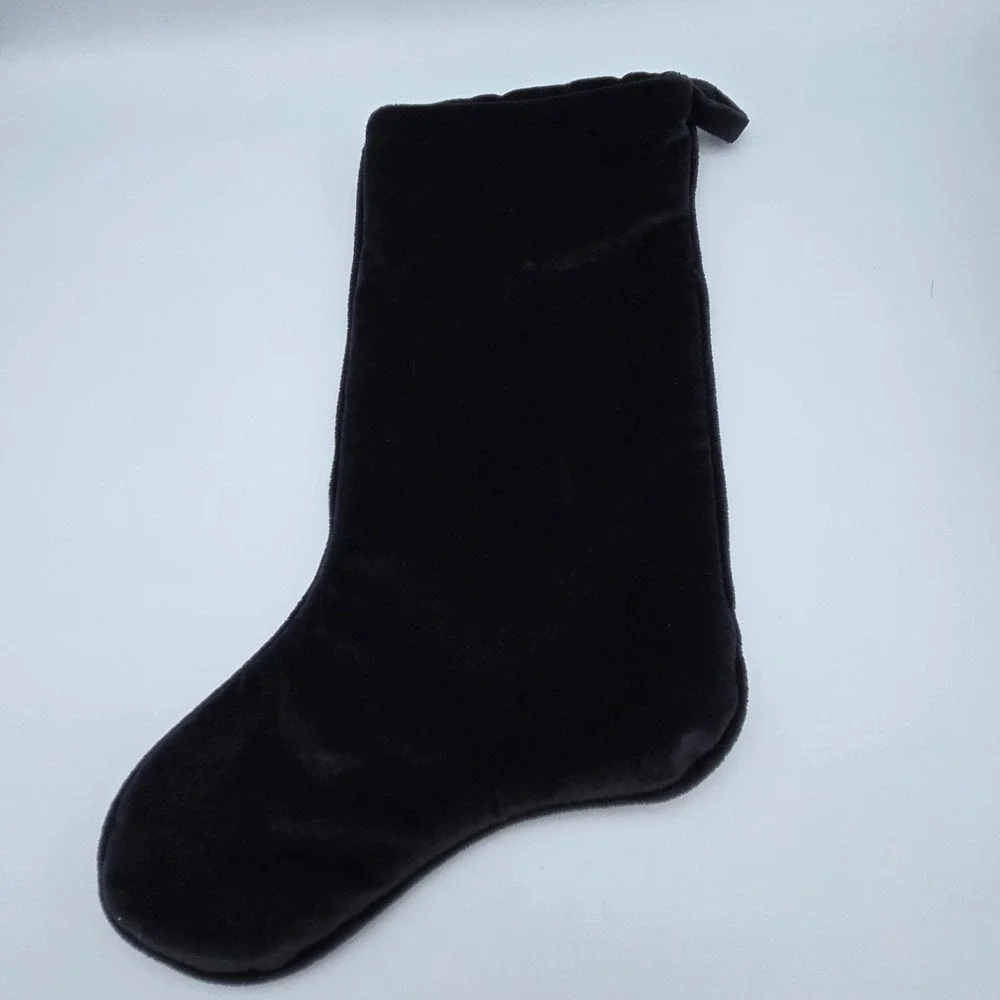 Calico Cat Needlepoint Christmas Stocking Black Velvet Personalized PATCHES 16